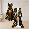Women Plus Size Black Gold Printed Two Piece Set Long Sleeve Open Front Cardigan Strappy V Neck Flared Dress