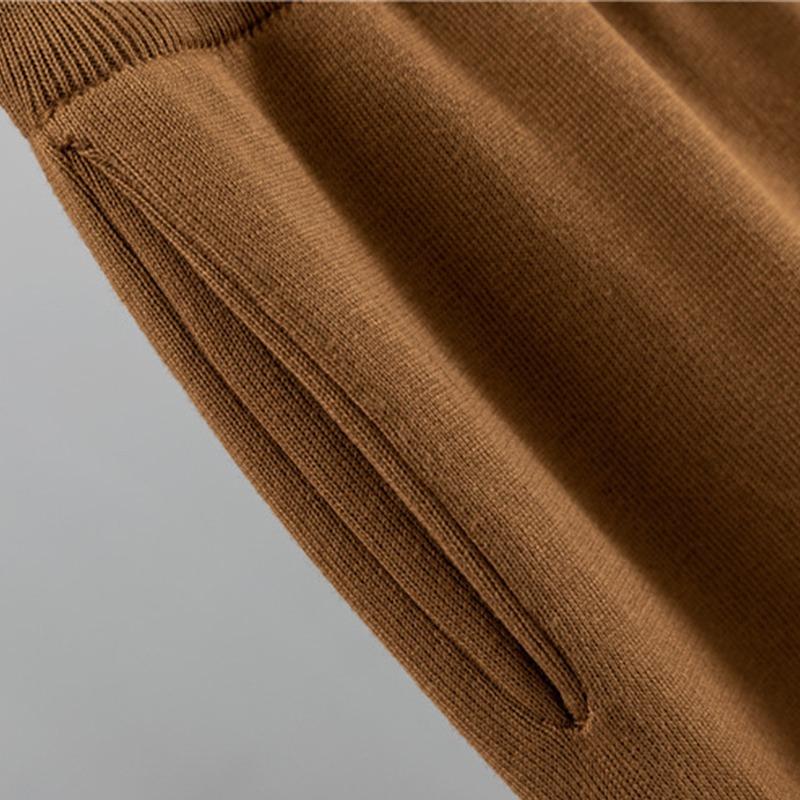 Causal Contrasting Color Knitted Trousers Suit Women Autumn Winter Loose Long Sleeve Sweater Wide Leg Pants Outfits Two Piece Set