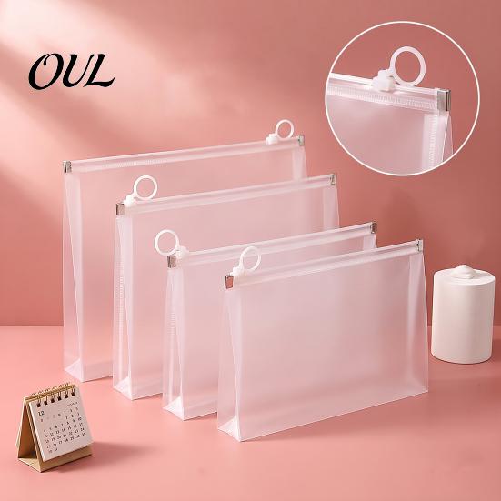 Protective Case for Office Supplies 3D Zipper Document Pouch, Transparent PP Matte Envelope File Folder, Portable Storage Home And Durable Organizer