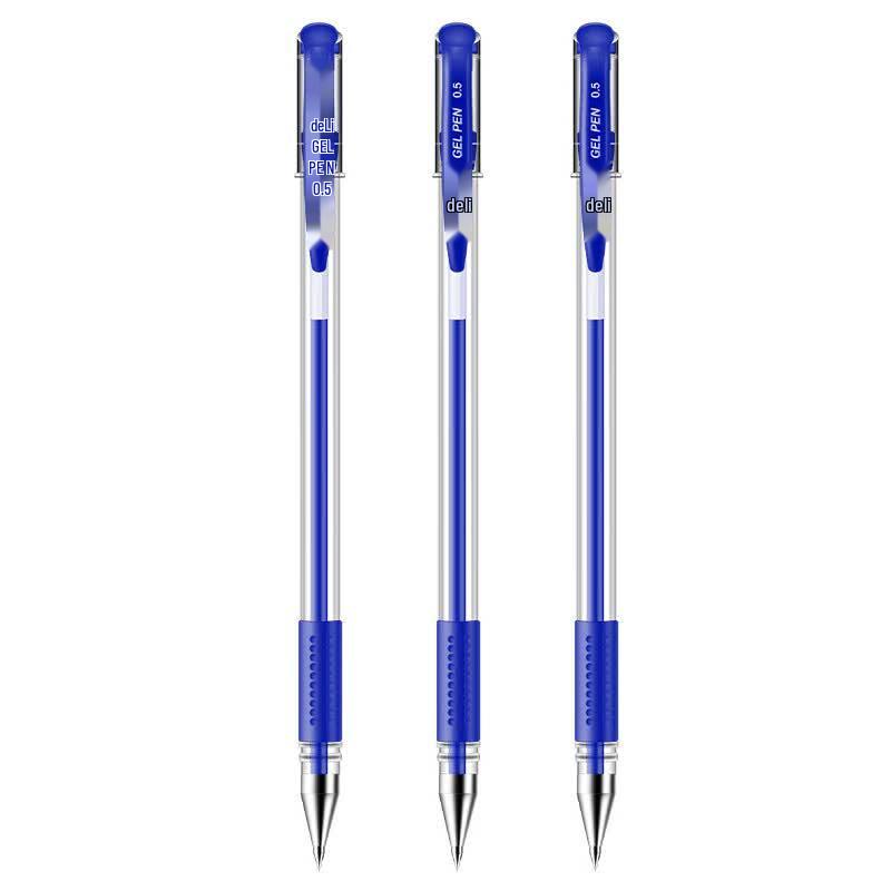 Deli 6600ES 0.5mm Blue Gel Pens, 12-Pack