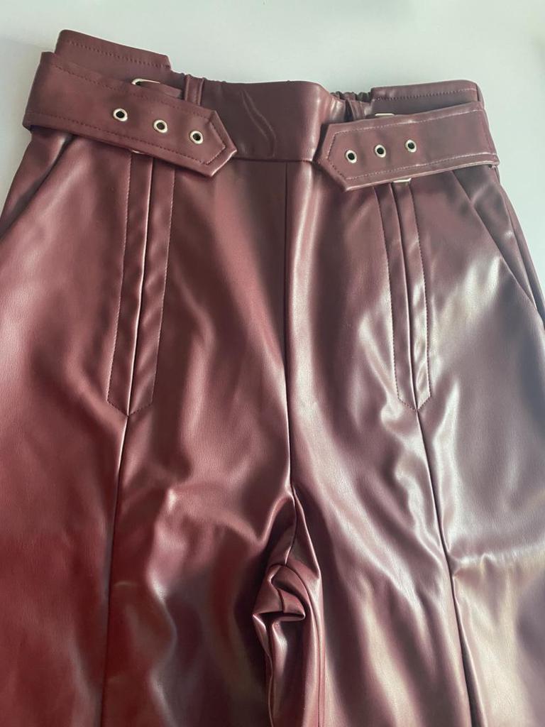 2026 High Waist PU-Leder Schlaghosen mit Taschen - Lässig, Lockerer Schnitt