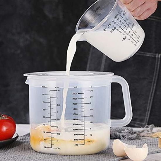 Plastic Ounce Measuring Cups and Mixing Pitcher for Baking with Lid Measuring/in Ml with Splash