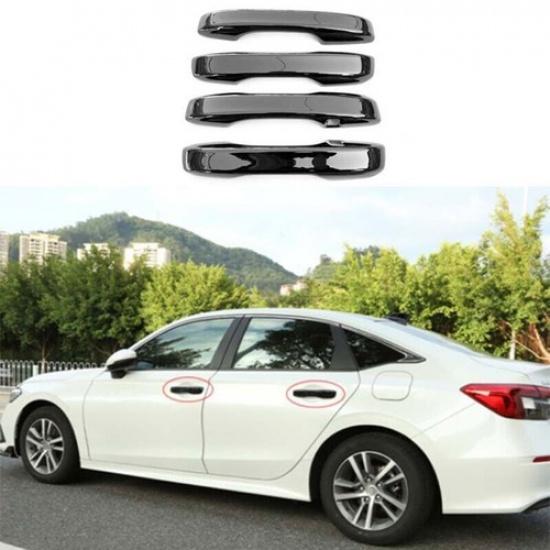Glossy Black Side Door Handle Cover Trim 4PCS For Honda Civic 11th - Up