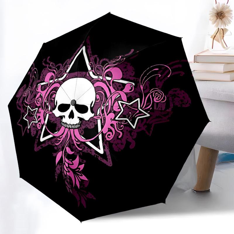 

1pc Skull Star Design Automatic Umbrella - Automatic Opening And Closing, Sturdy Iron Frame, Formal Occasions yy251018125