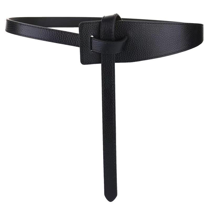 Meier Genuine leather wide belt - women's decorative suit & coat belt - full grain lychee grain cowhide