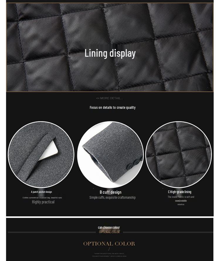 Men's Thickened Wool Trench Coat - Mid-Length, Autumn/Winter Business Style