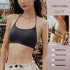 European & American Women's Sexy Halter Sports Bra with Chest Pad - Summer Thin Strap Yoga Top