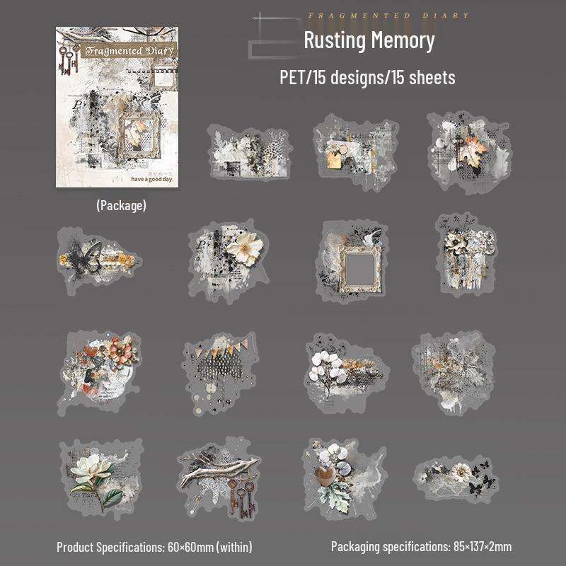 Retro Collage PET Sticker Pack - Fragmented Diary Series for Planners & DIY
