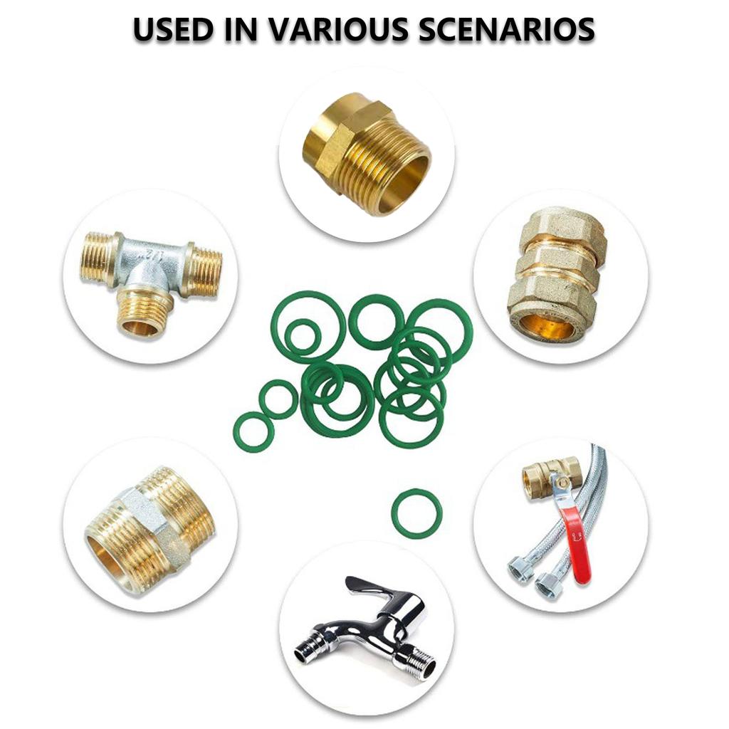 495Pcs Green Rubber O Ring Gasket Assortment Set 36 Sizes Nitrile Rubber Washer Oil Resistant Sealing O Rings Enduring