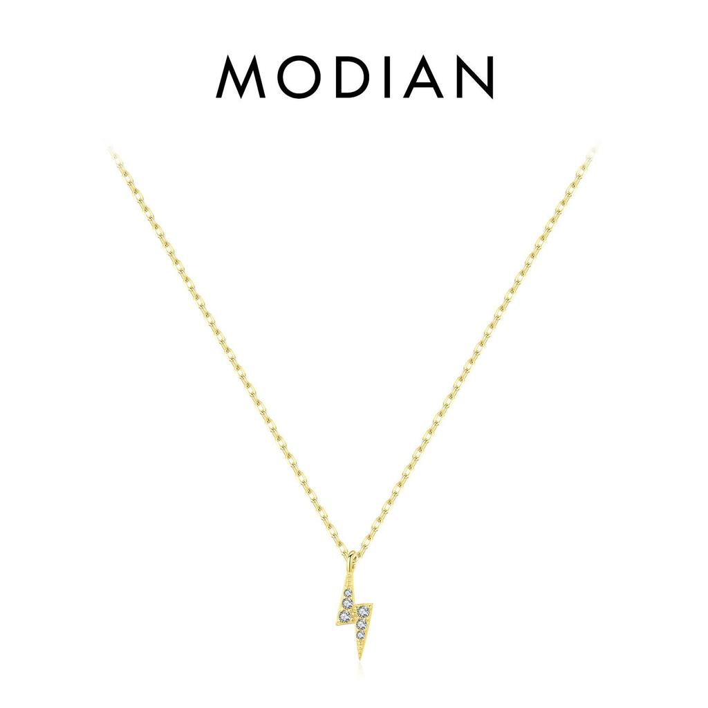 MODIAN 925 Sterling Silver Tiny Lightning Pendant Necklace Stackable Trendy Neck Chain For Women Girls Party Gift Fine Jewelry