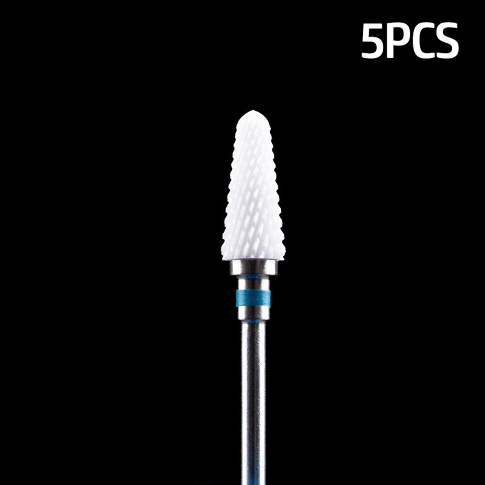 5pcs Milling Cutter For Manicure Set Ceramic Nail Drill Bit Mill Manicure Machine Pedicure Tools for Removing Gel File 3/32 Inch