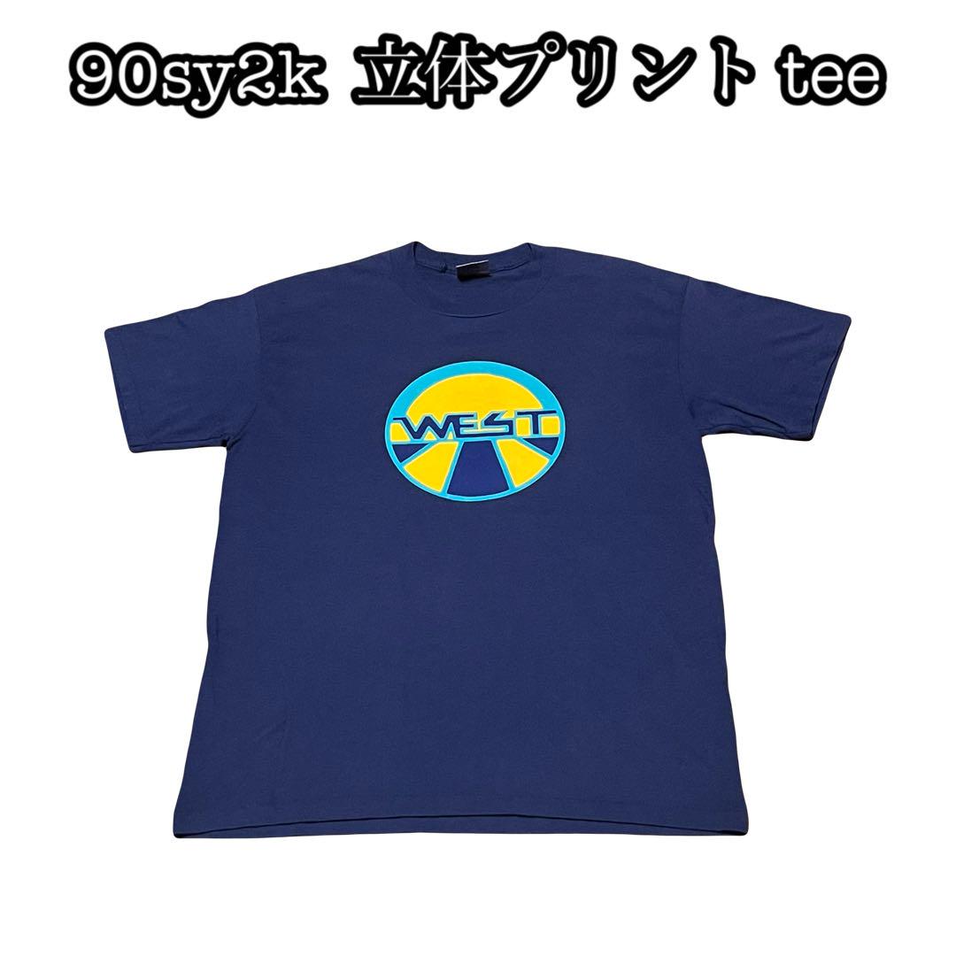 

[USED] 90s USA WEST 3D Print Heavy Thick Streetwear Navy Yellow