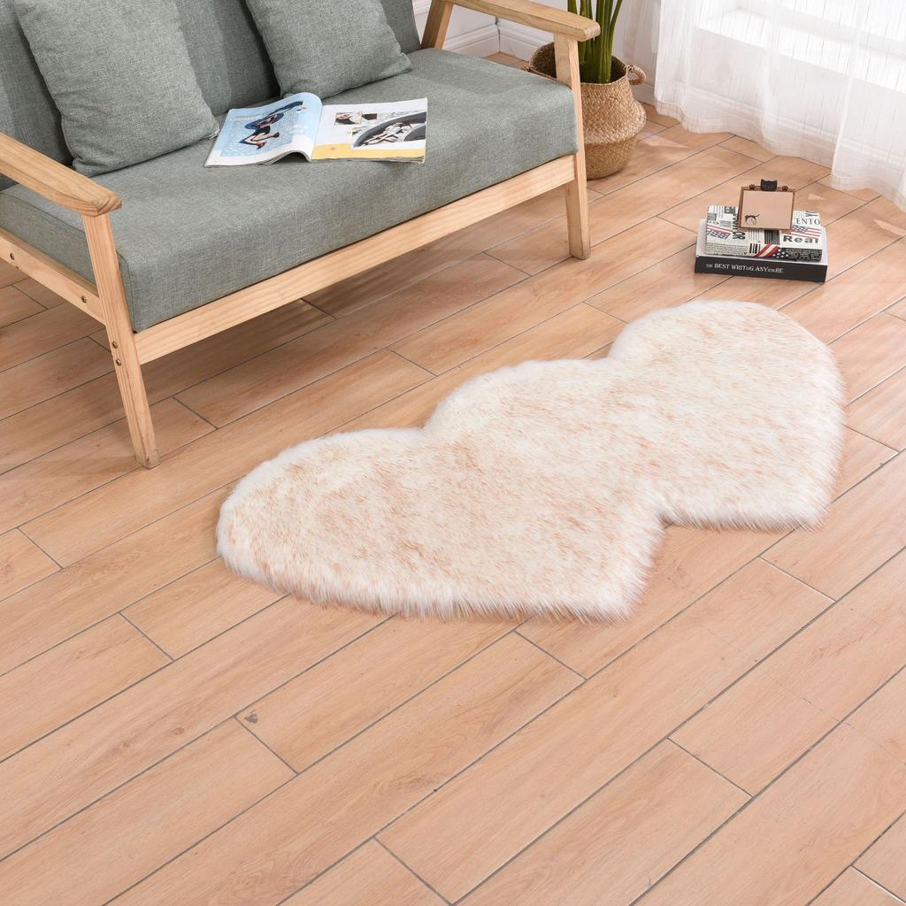 Double Heart Shape Carpets Soft Plush Doormat Floor Non Slip Rugs Living Room Sofa Plush Carpet Bedroom Cover Mattress