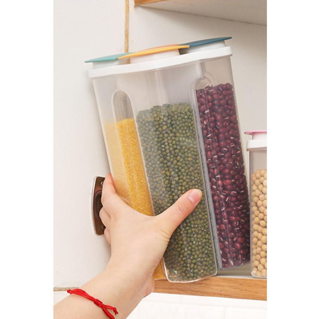 Food Storage Container 4 Compartment Multifunctional Perfect Sealing Space Saving Safe Cereal Dispenser for Kitchen