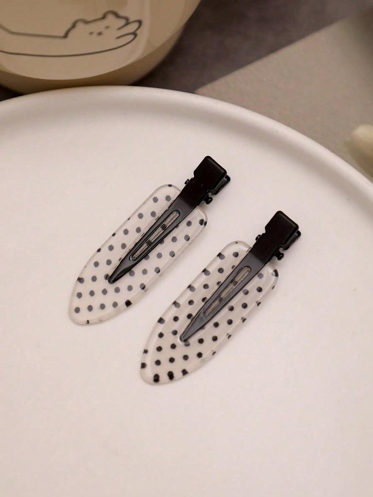 4pcs/Set Acetate Seamless Hairpin, Black & White, Acrylic Alligator Hair Clips, Cute Bangs & Hair Clips Accessories, Hair Accessories For Women
