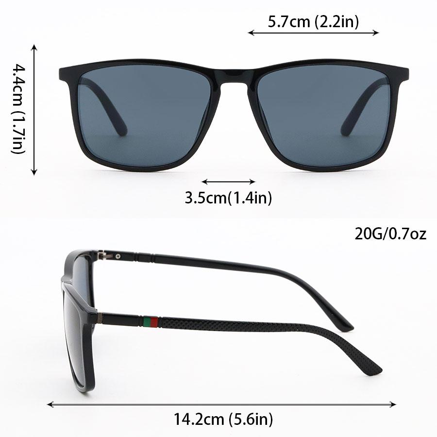Classic Square Men's Sunglasses Comfortable Lightweight Black Frame Glasses Ideal for Travel Photography Gifts