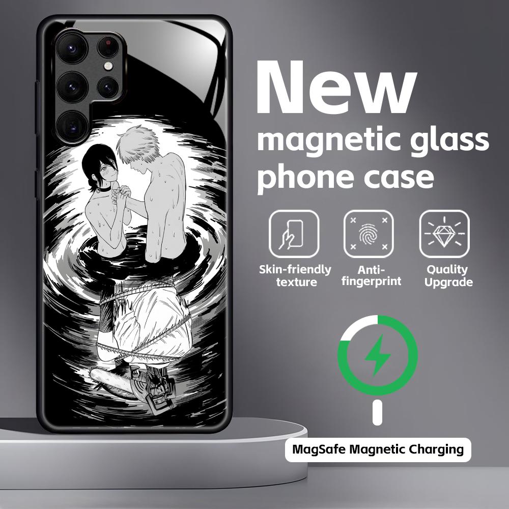 Anime Chainsaw Man  Phone Case For Samsung S25 S24 S23 S22 S21 S20 Plus Ultra Note20 Glass Magnetic Case