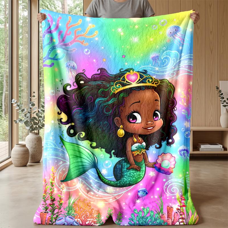 Mermaid Fantasy Underwater World 4 Theme blanket Lightweight Warm Flannel Blanket Decorative Throw Blanket for Home Decoration