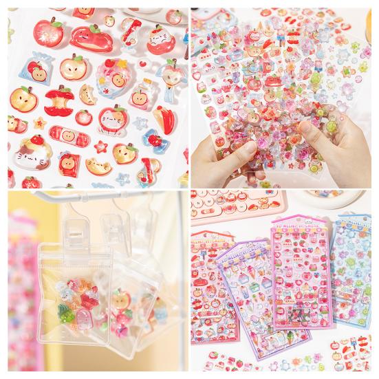 Cat Desserts Puffy Stickers 3D Cute Cartoon Animal Ice Creams Stickers Kawaii Mini Turtles Stickers for Scrapbooks Planner Journals Laptops Phone Case