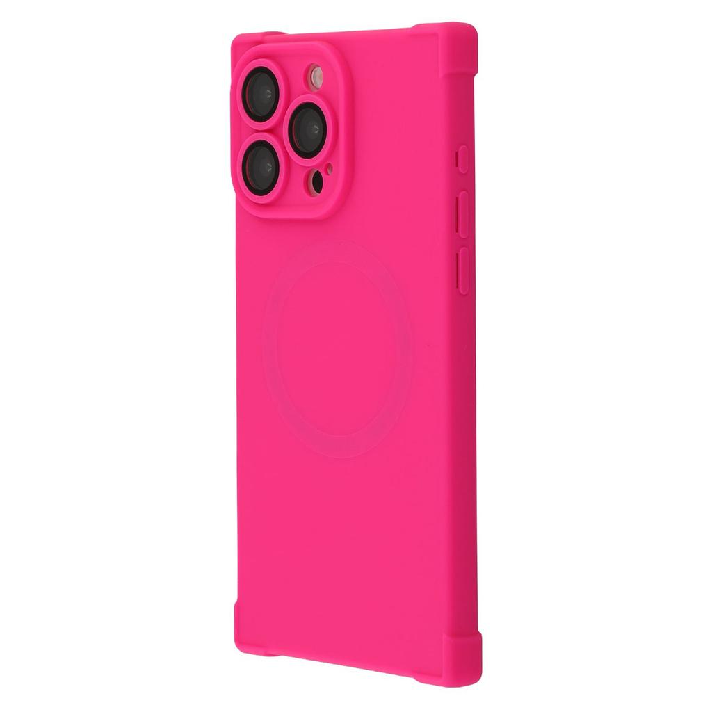 For iPhone 15 Pro Max Case Compatible with MagSafe Straight Edge TPU Phone Cover with Camera Lens Protector