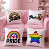 Pride Month Heart Cushion Cover Plush Fabric Soft Double-Sided Printed Sofa Warm Winter Home Gift Pillow Case