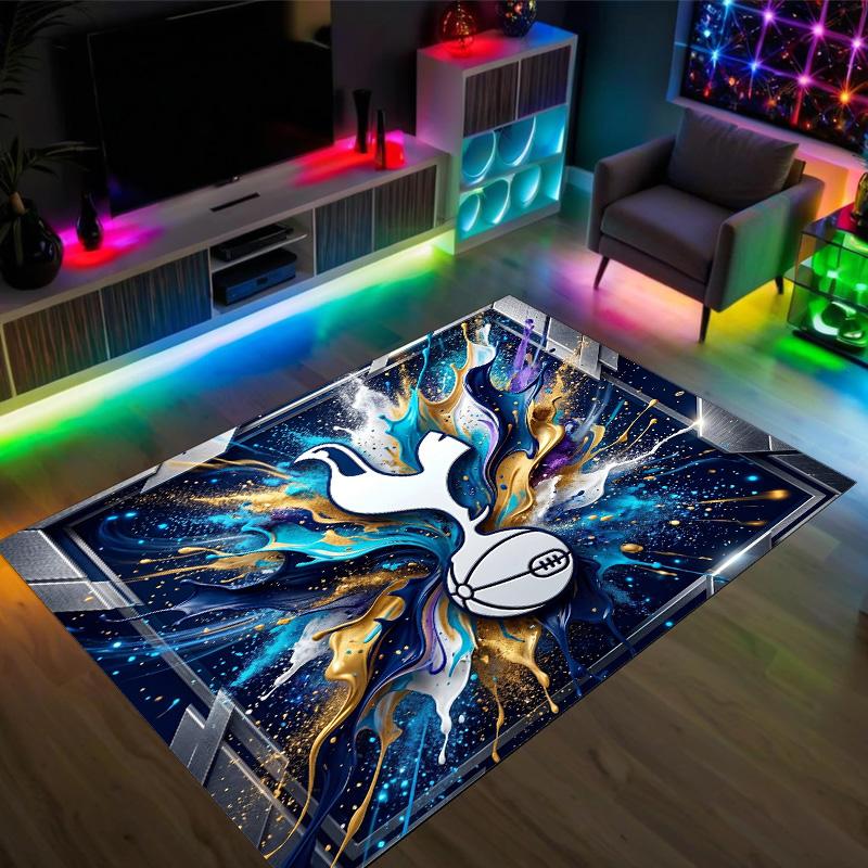 Tottenham Hotspur Design Crystal Velvet Carpet Cozy Non?Slip Printed Rug For Bedroom Living Room Entrance