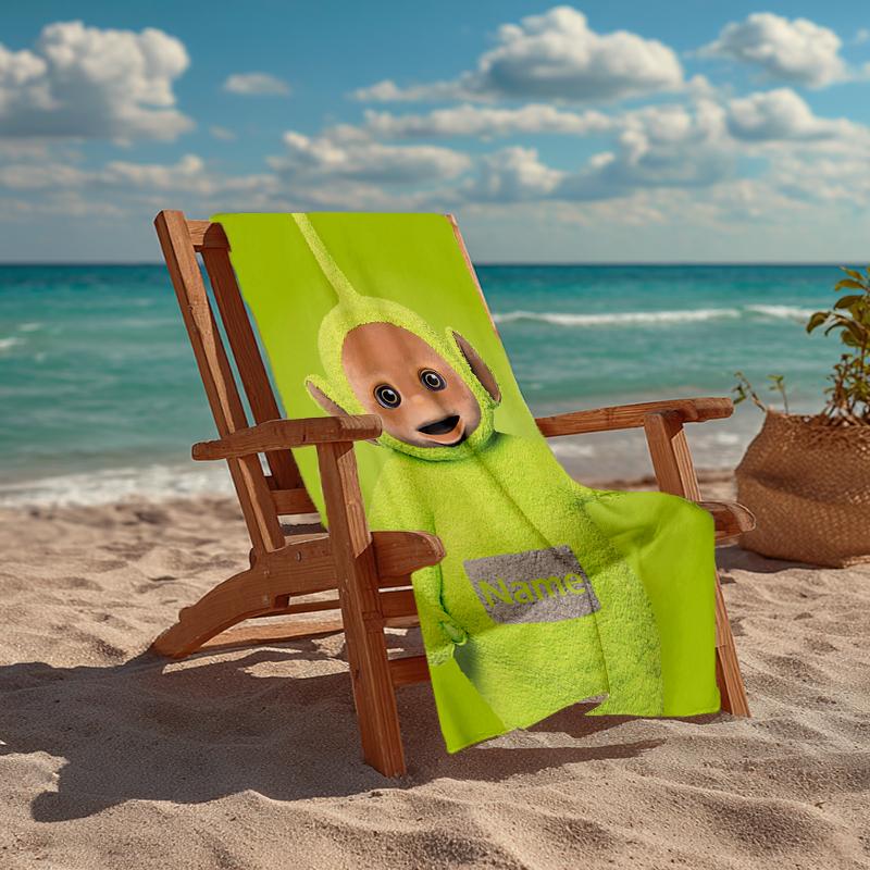 Custom Name Ultra-Soft Beach Towel with Teletubbies Theme,Ideal for Pool - Camping, Diving - Perfect Travel Essential, Vibrant Beach Towel.