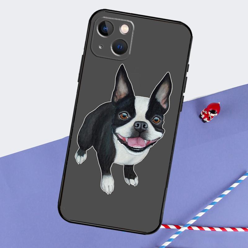 Boston Terrier Dog Phone Case For iPhone 16 Pro Max 12 13 Mini 11 14 15 Pro Max XR 15 16 Plus 16e Back Cover