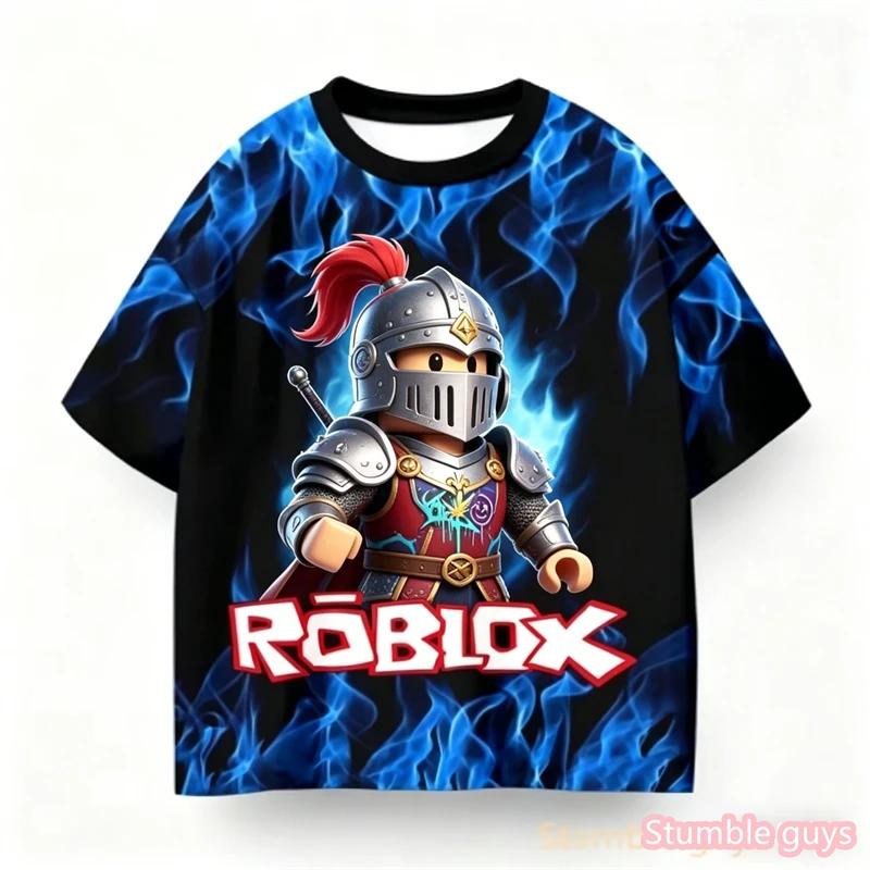 Anime Sommer Jungen Roblox Bedrucktes T-Shirt Trendiges Spielcharakter Design Lässig Kinder Mädchen Kurzarm Cartton Kinder T-Shirt