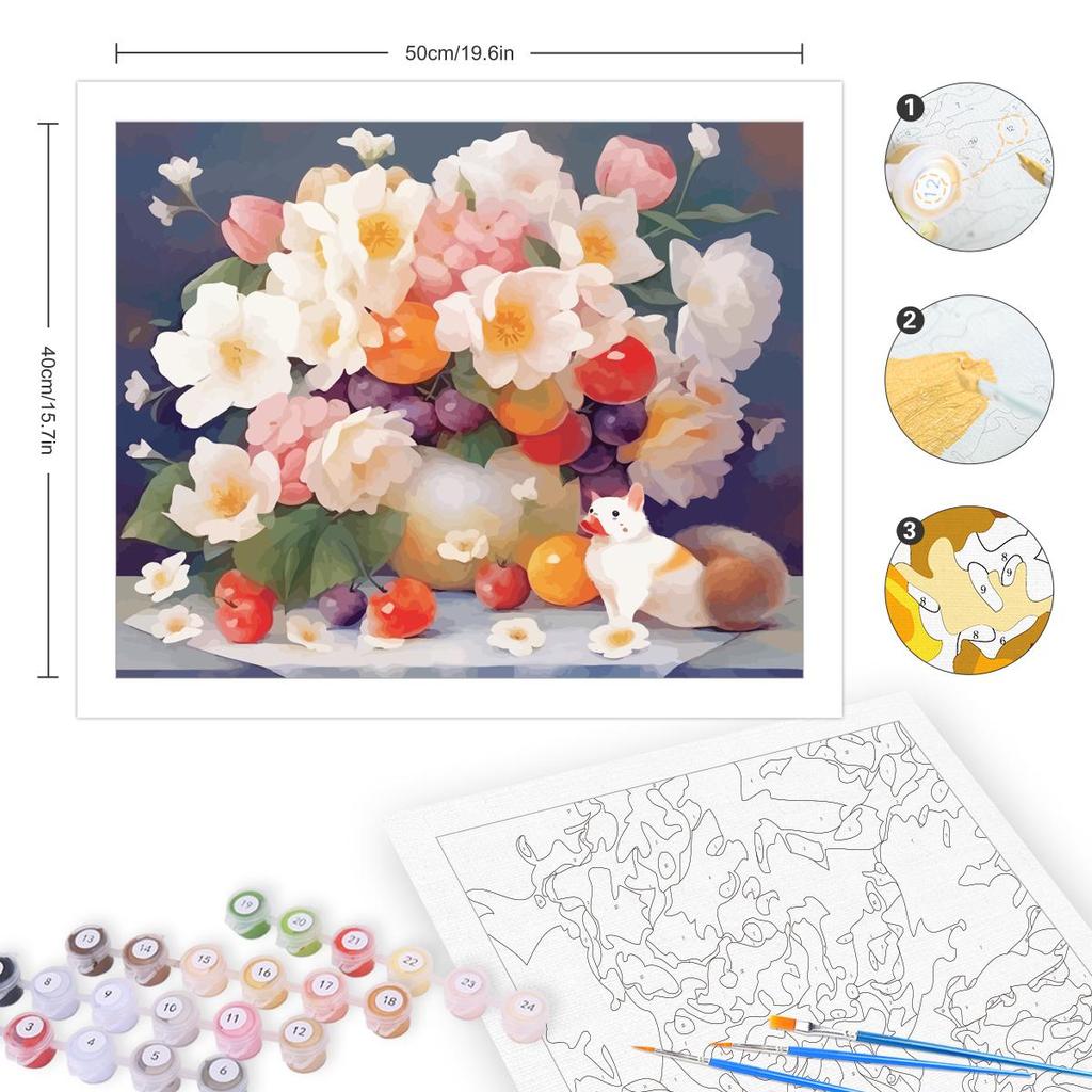 Frame Flowers Paint By Numbers For Adults Handpainted Diy Numbers Painting Canvas Drawing Gift Home Art 40x50cm