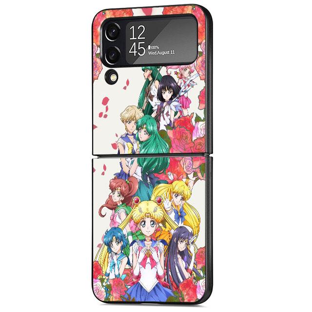 Harte PC-Schutzhülle für Samsung Galaxy ZFlip3 Z Flip 4 ZFlip Z Flip 3 5G ZFlip4 zflip S-Sailors Girl M-Moons Print Schutz