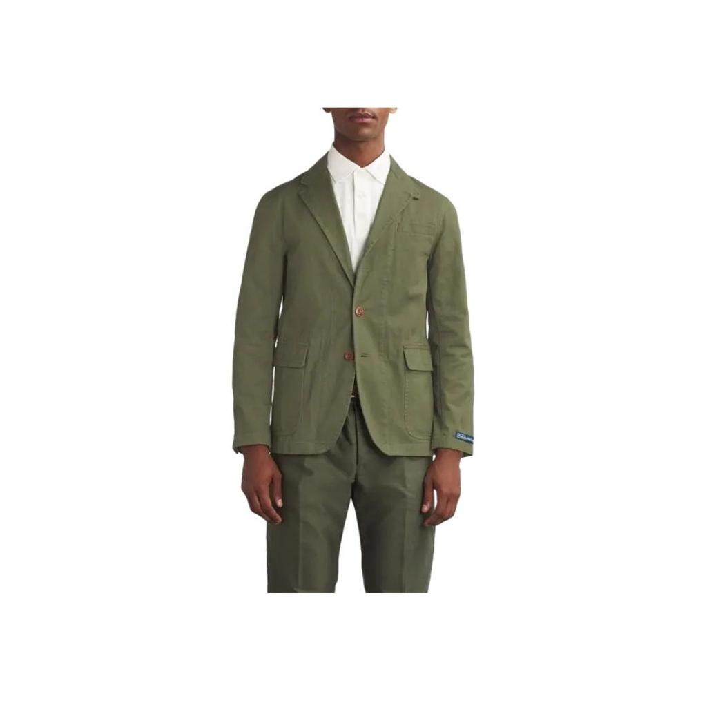 Polo Ralph Lauren SS22 Solid Color Single-Breasted Oxford Cloth Suit Jacket Men Jackets Green MNPOSPC27620273-300