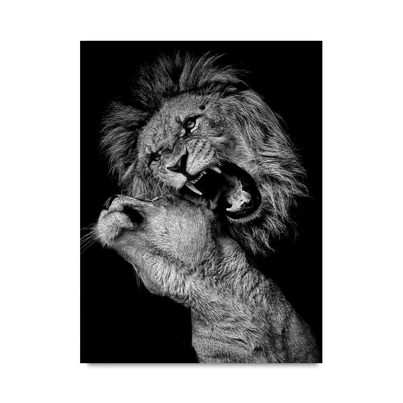 Black White Animals Lions Oil Painting Modern Canvas Posters and Prints Wall Art Picture for Living Room Cuadros Home Decoration