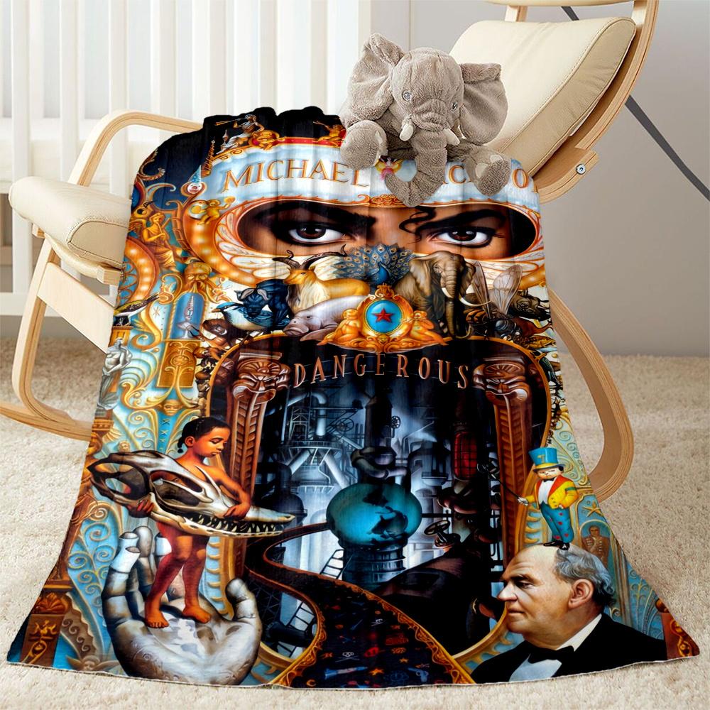 Michael Jackson Vibrant Pop Icon Portrait Blanket Warmthful Decor Suitable For Chair Sofa Bedding For All Occasions Digital Print Birthday Christmas G