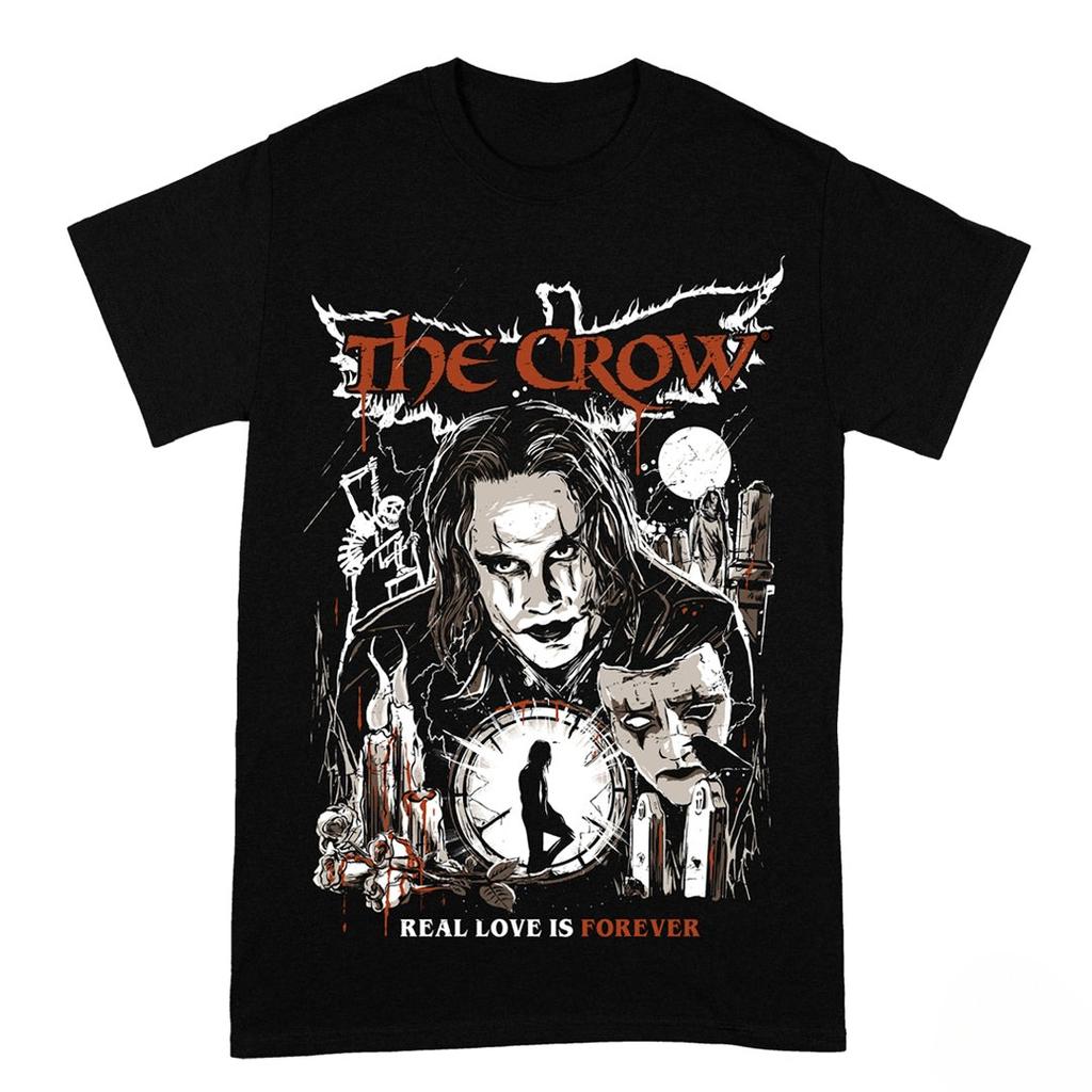 The Crow Real Love Is Forever Gothic Graphic T-Shirt Men Women 90s Cult Horror Movie Fan Casual