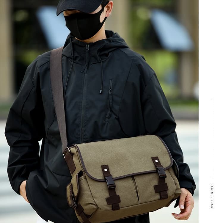 Vintage męska torba listonoszka z klapką na ramię