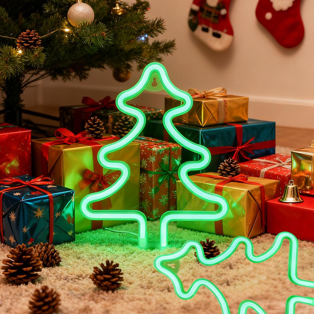 1PC LED Neon Light Christmas Decorative Light Wall Lights Night Light for Home Bar Wall Party Decoration(Batteries not included)