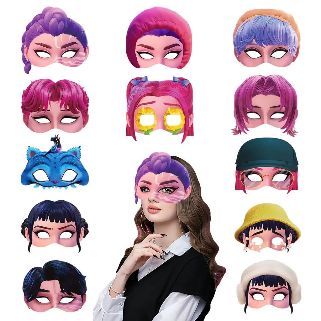 Halloween-Partygeschenke für Mädchen und Jungen: 12-teiliges Set Kpop-Dämonenjägermasken, Requisiten und Dekorationen für Geburtstagsfeiern, Cosplay-Partys und Fotoshootings