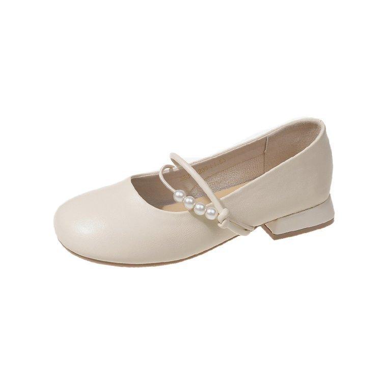 

Мягкая подошва с круглым носком и тонкими туфлями Мэри Джейн. Элегантные туфли для бабушки на весну и лето. 39 бежевый