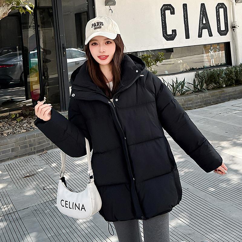 2025 Simple New Cotton-padded Clothes Women's Winter Medium and Long Korean Version Loose Thickened Cotton-padded Clothes Cotton-padded Jackets Versat