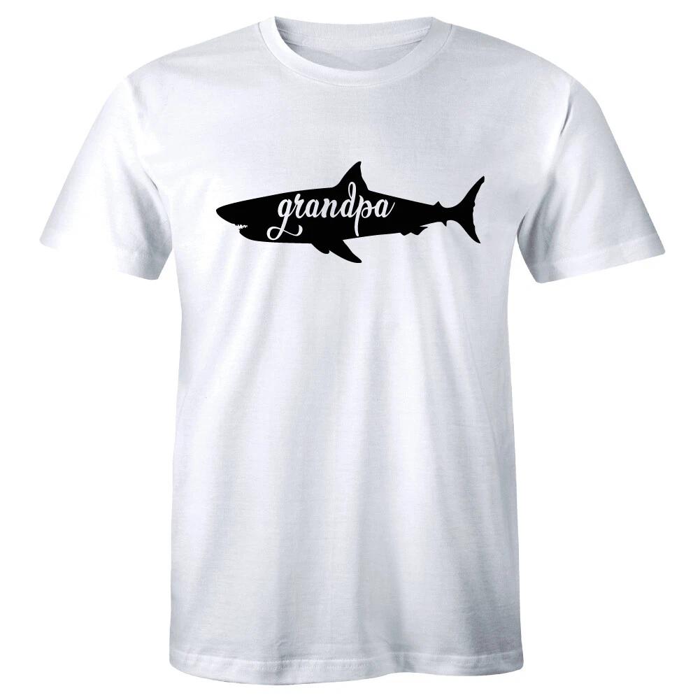 

Grandpa Shark White Short Sleeve T-Shirt for Men Gift for Grandfather 4XL