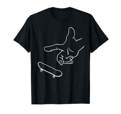 Fingerboard 360 Flip Outline Finger - Skateboard Hobby T-Shirt