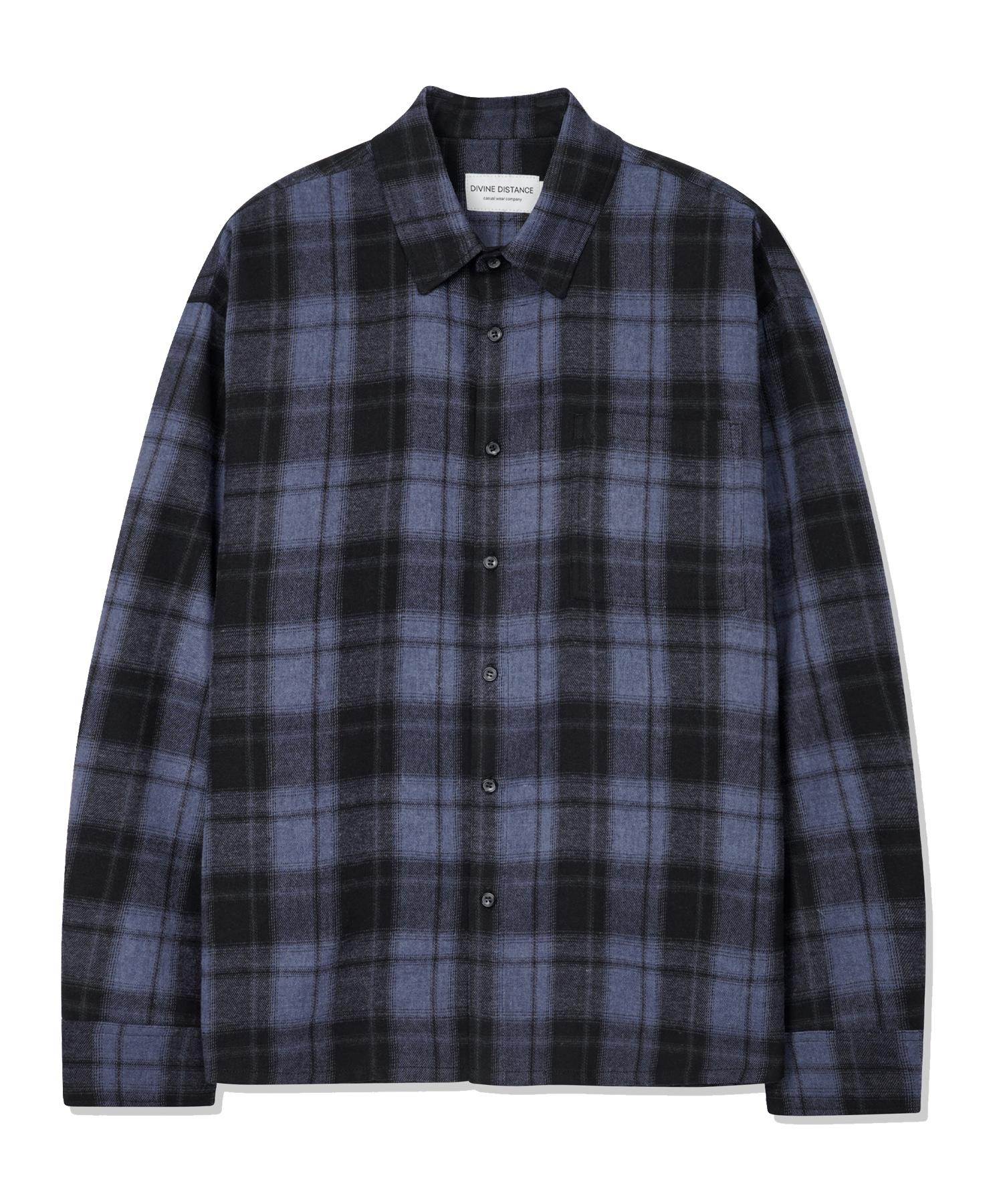 Divine Distance Cozy Smooth Color Check Shirt [Blue] M