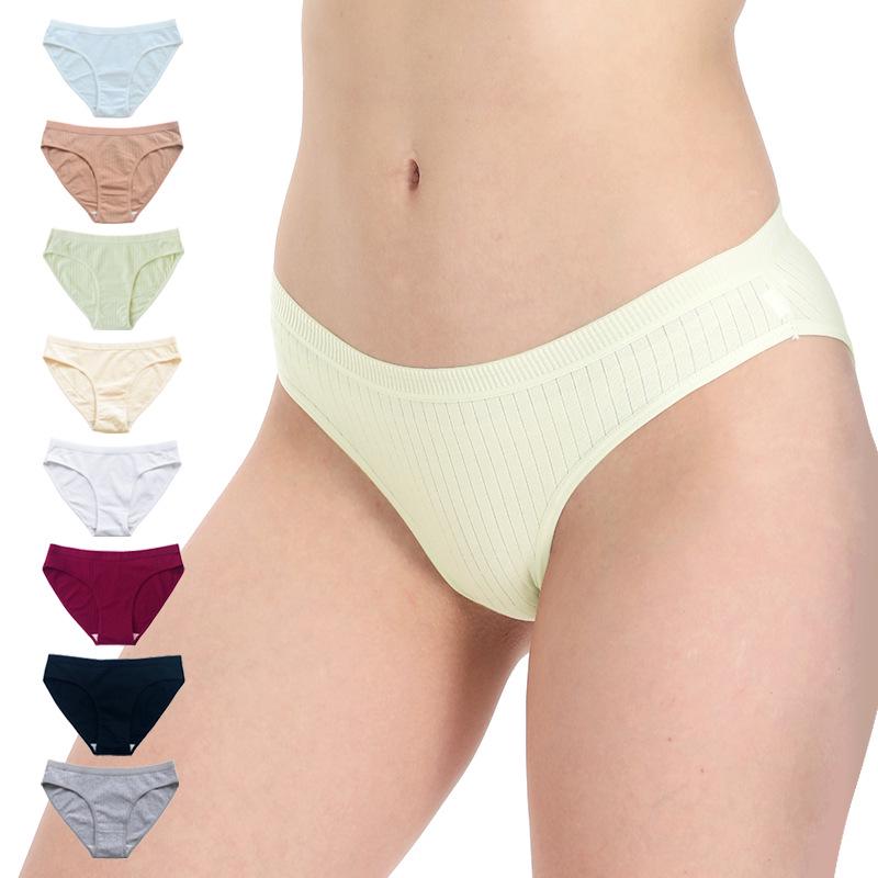 Women's Plus Size Mid-Waist Pure Cotton Solid Color European & American Style Triangle Panties