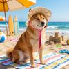 Floral Pattern Pet Sun Hat Adjustable Round Brim Adorable Pet Hat UV Protection Breathable Cat Sun Protection Hat