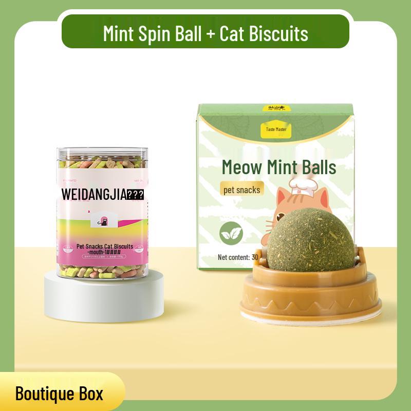 Catnip Ball Teasing Toy: Stick-on Self-Play, Boredom Relief, Lickable Molar Biscuit for Cats