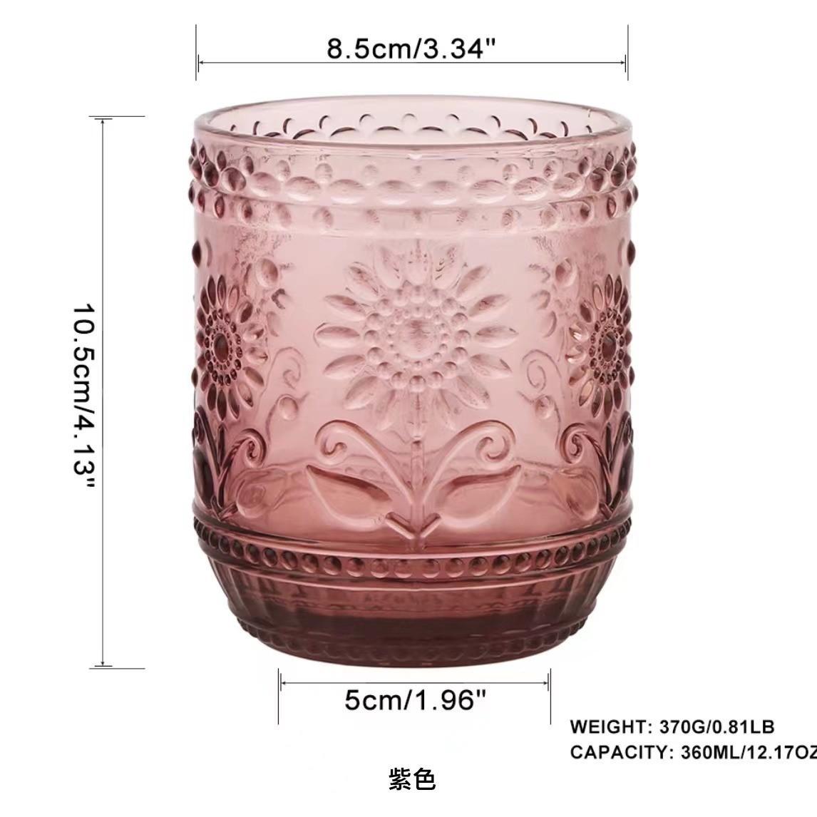 

Винтажный стакан без ножки из толстого стекла, бытовой термостойкий бокал для вина, чашки для питья молока, сока, пива, кухонные аксессуары 2025 360ml фиолетовый