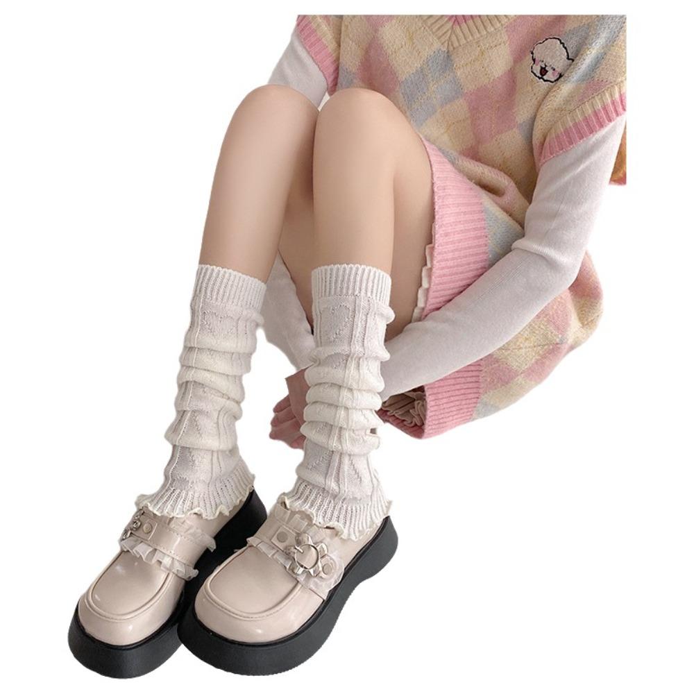 Lolita Fashion Stacked Socks Knitted Foot Cover Leg Cover Socks Warmth Knee Socks For Women Girls