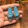 KEQIU Recycled aged gold snake-shaped necklace stud earring ancient-style , turquoise inlaid heavy industry jewelry