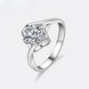 PERFANY 0.5/1CT Moissanite Engagement Ring for Women S925 Pure Silver Angel Kiss Laboratory Certified Diamond Wedding Jewelry